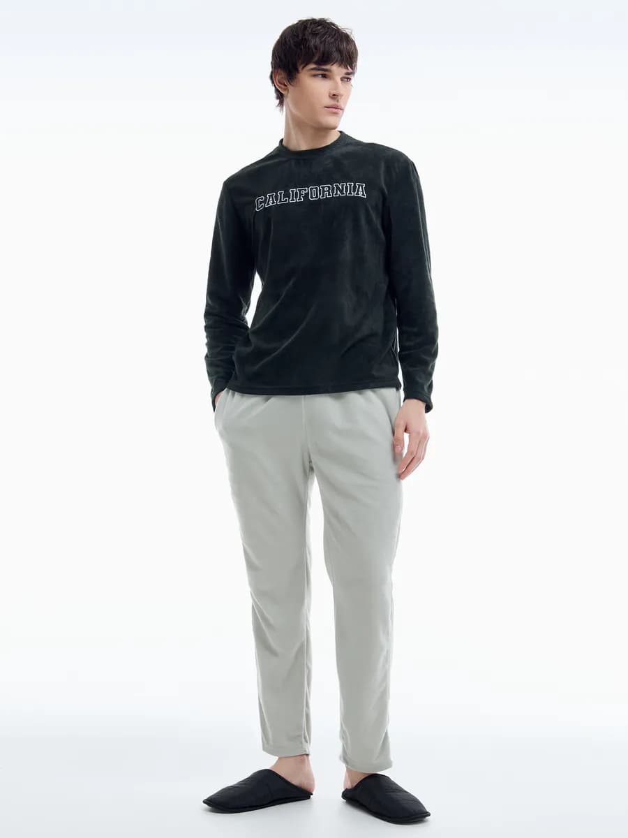 Махровая пижама теплая с надписью