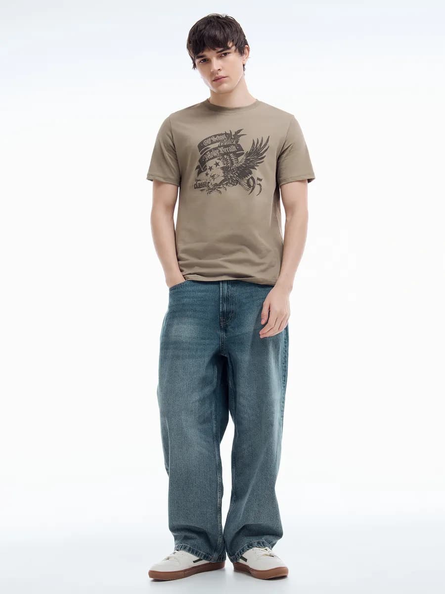 Футболка с принтом орла хлопок