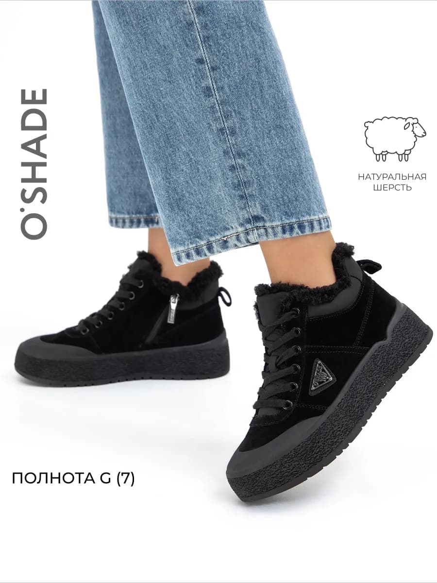 Ботинки женские зимние черные с мехом