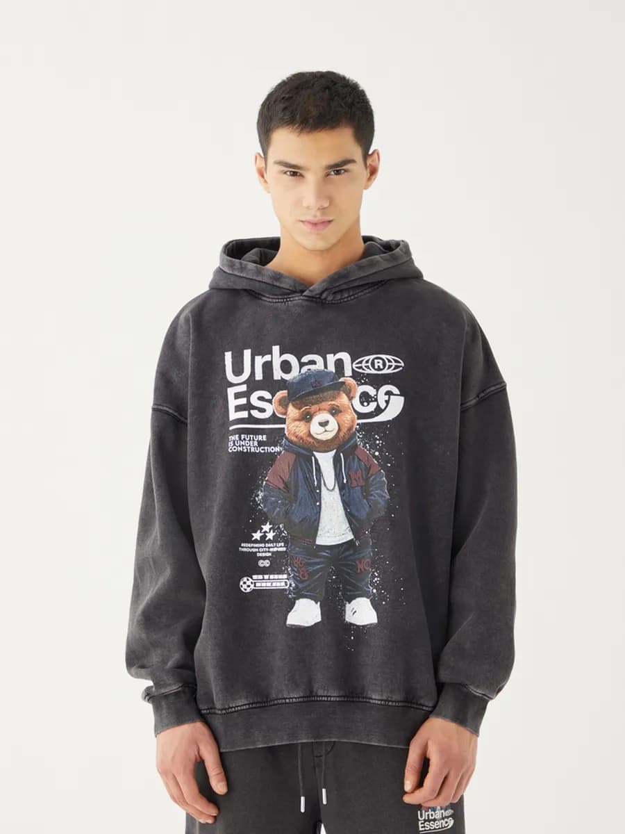 Худи оверсайз с принтом и эффектом варенки