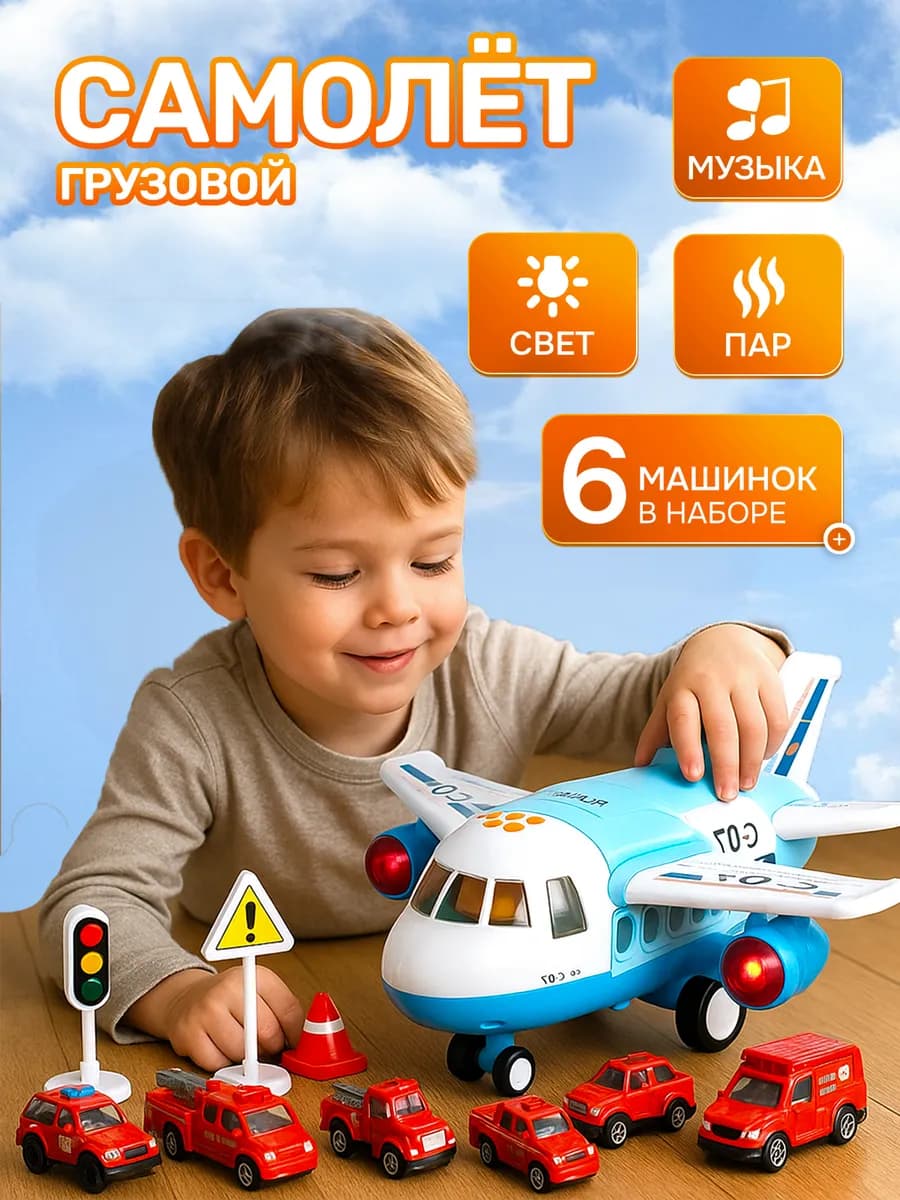 Грузовой самолет-парковка с машинками