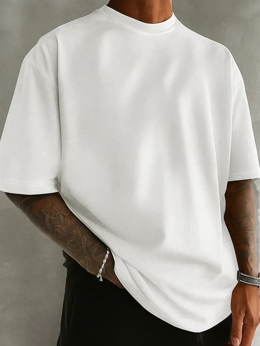 Оверсайз футболка белая широкая плотная хлопок