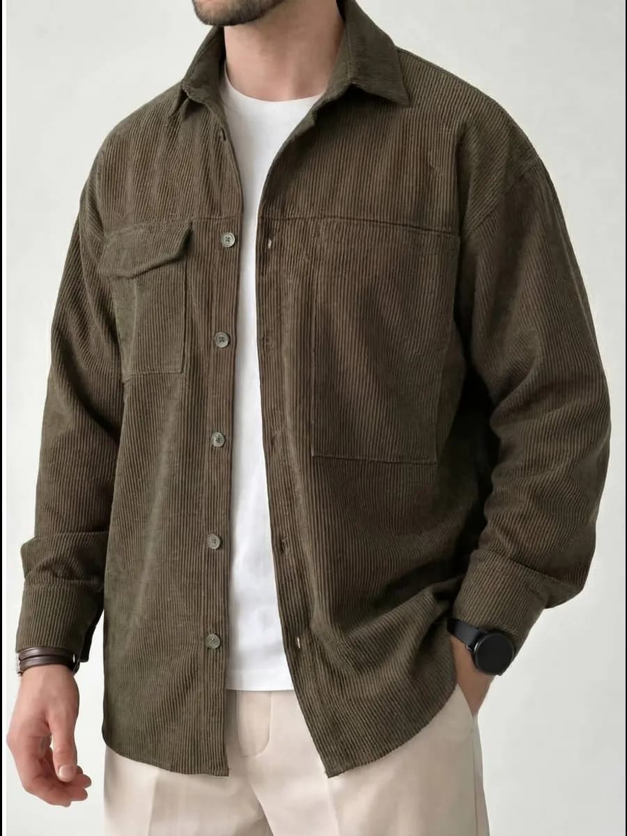 Рубашка вельветовая оверсайз с длинным рукавом