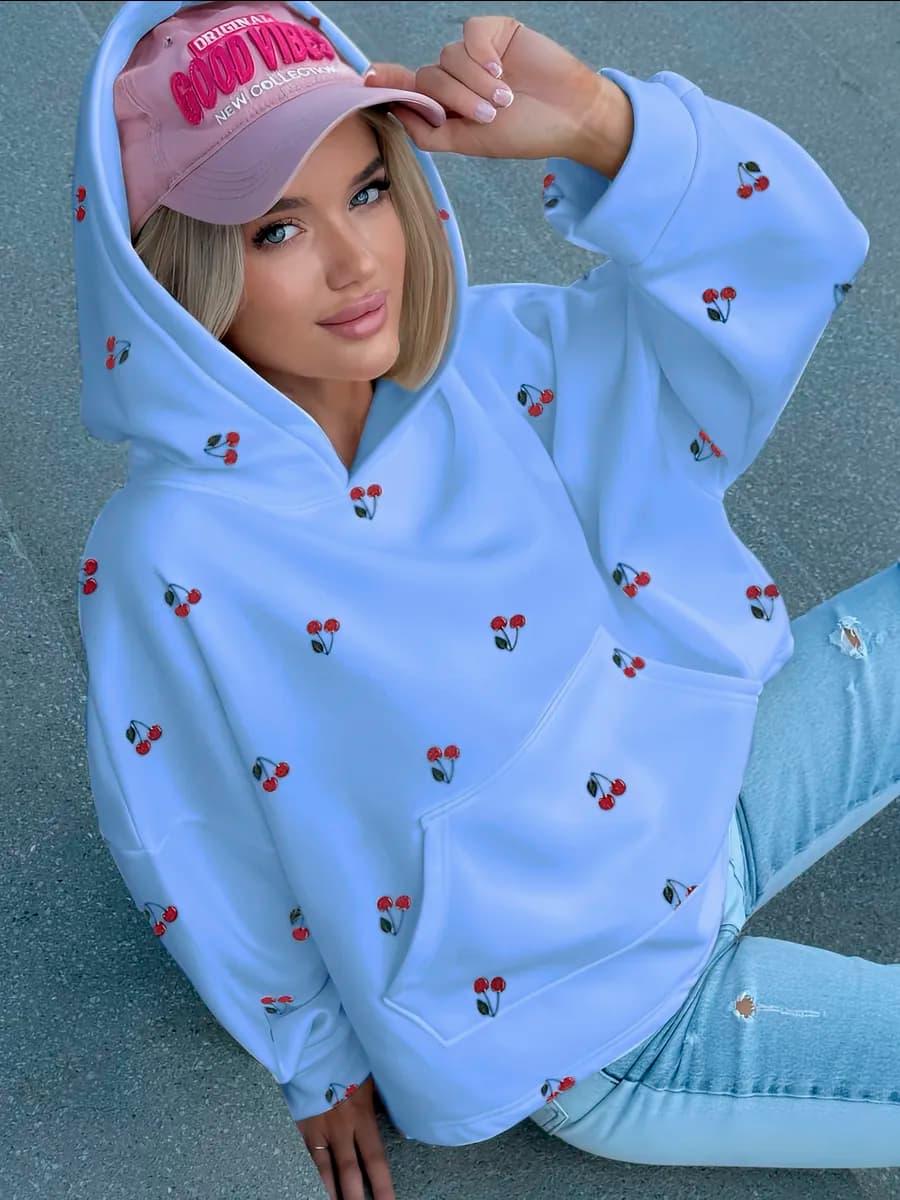 Худи оверсайз с начесом с капюшоном теплое