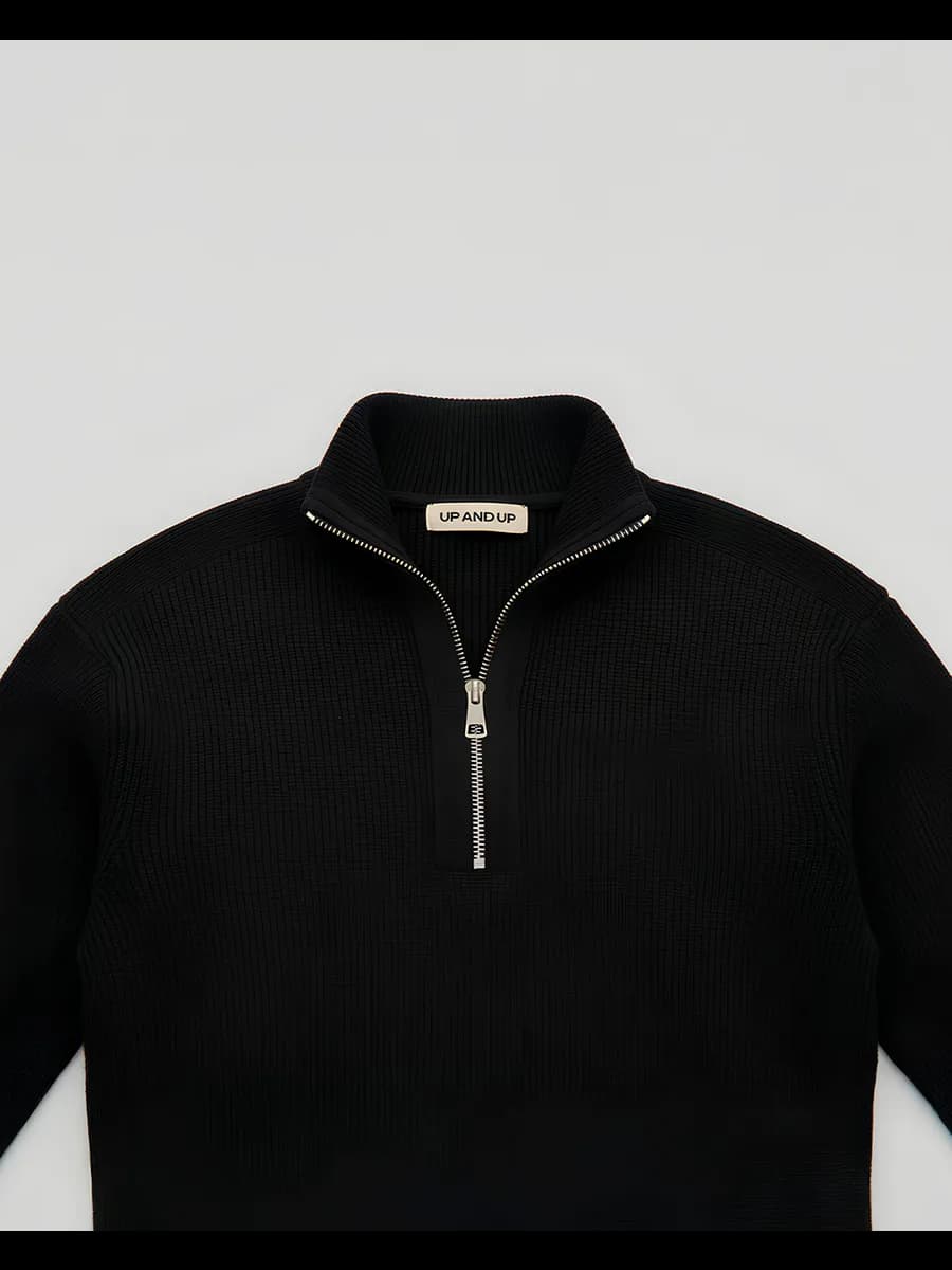 Свитер с воротником на молнии теплый полузамок - фото 1