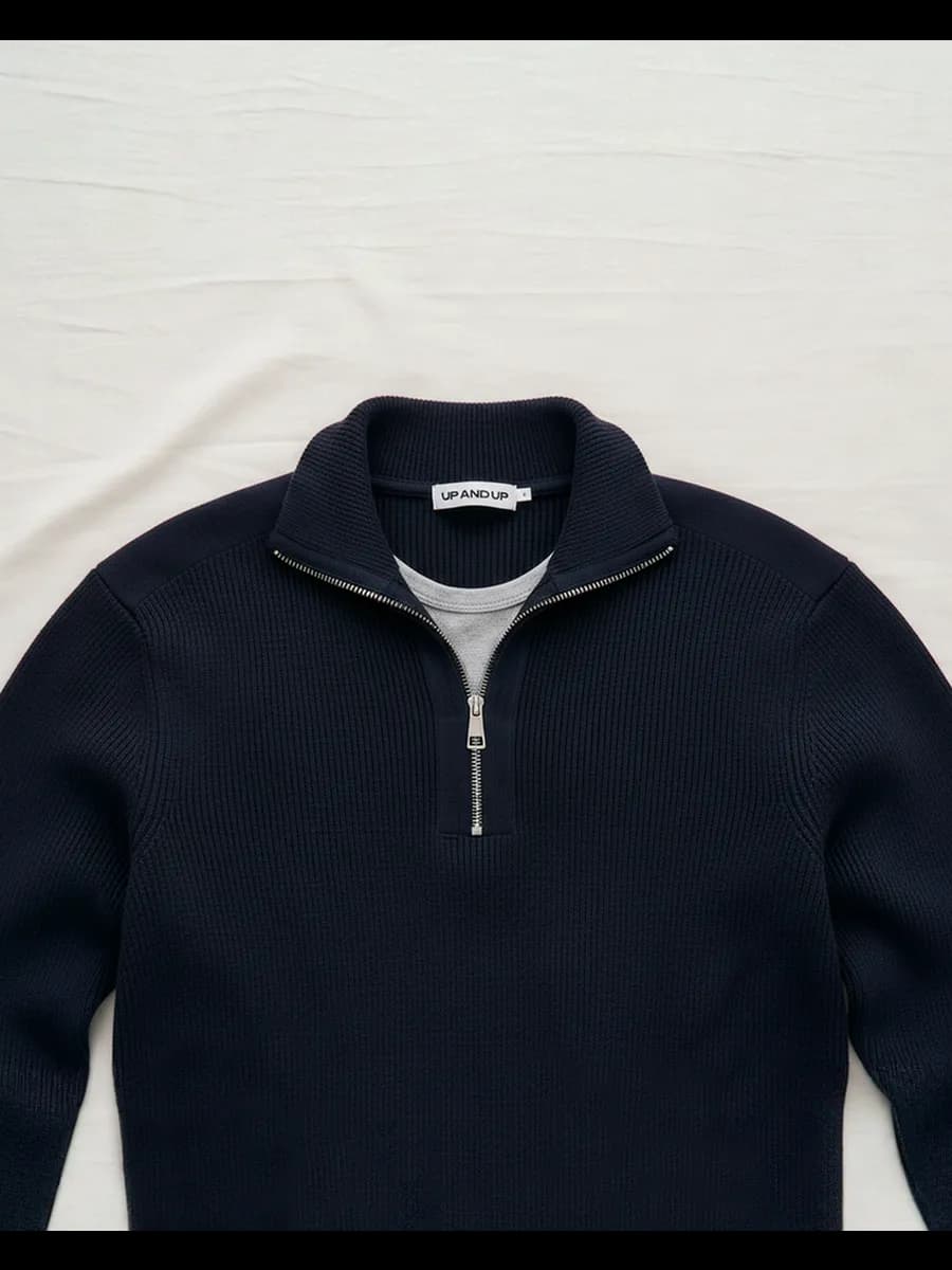 Свитер с воротником на молнии теплый полузамок