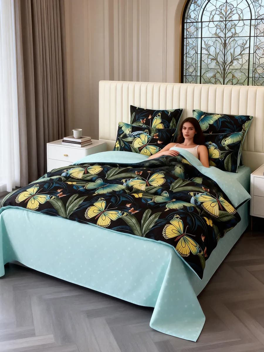 Постельное белье 2 спальное Сатин A-031 - фото 1