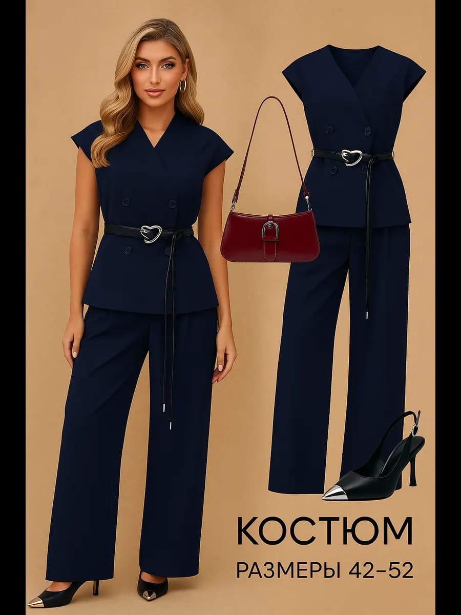 Костюм брючный деловой с жилетом