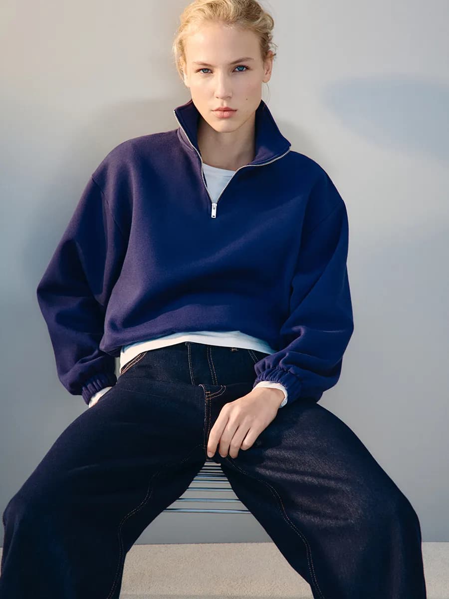 Толстовка базовая half zip утепленная