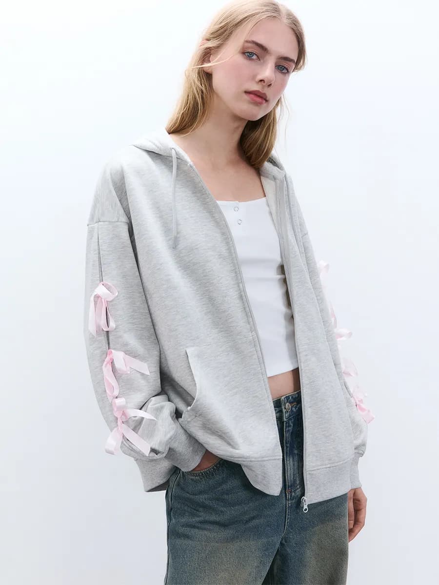 Худи зипка оверсайз y2k с бантиками на рукавах