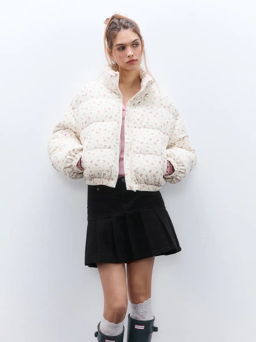 Куртка стеганая с цветочным принтом