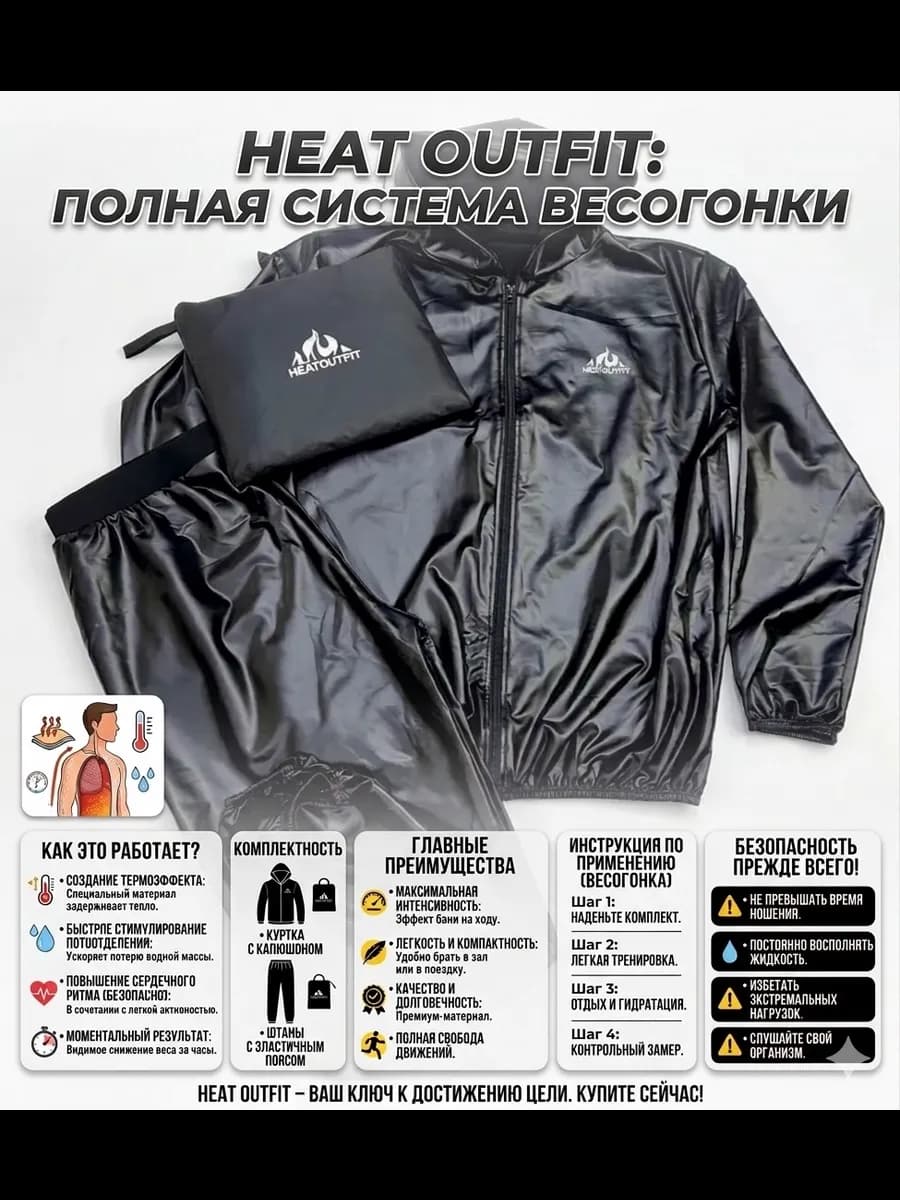 Костюм спортивный сауна для похудения Heatoutfit