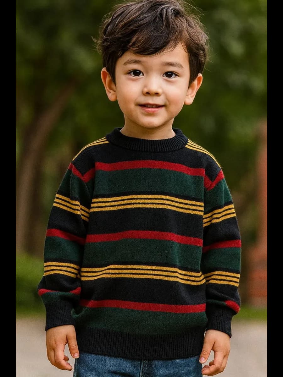 Свитер вязаный в полоску для мальчика, джемпер вязаный