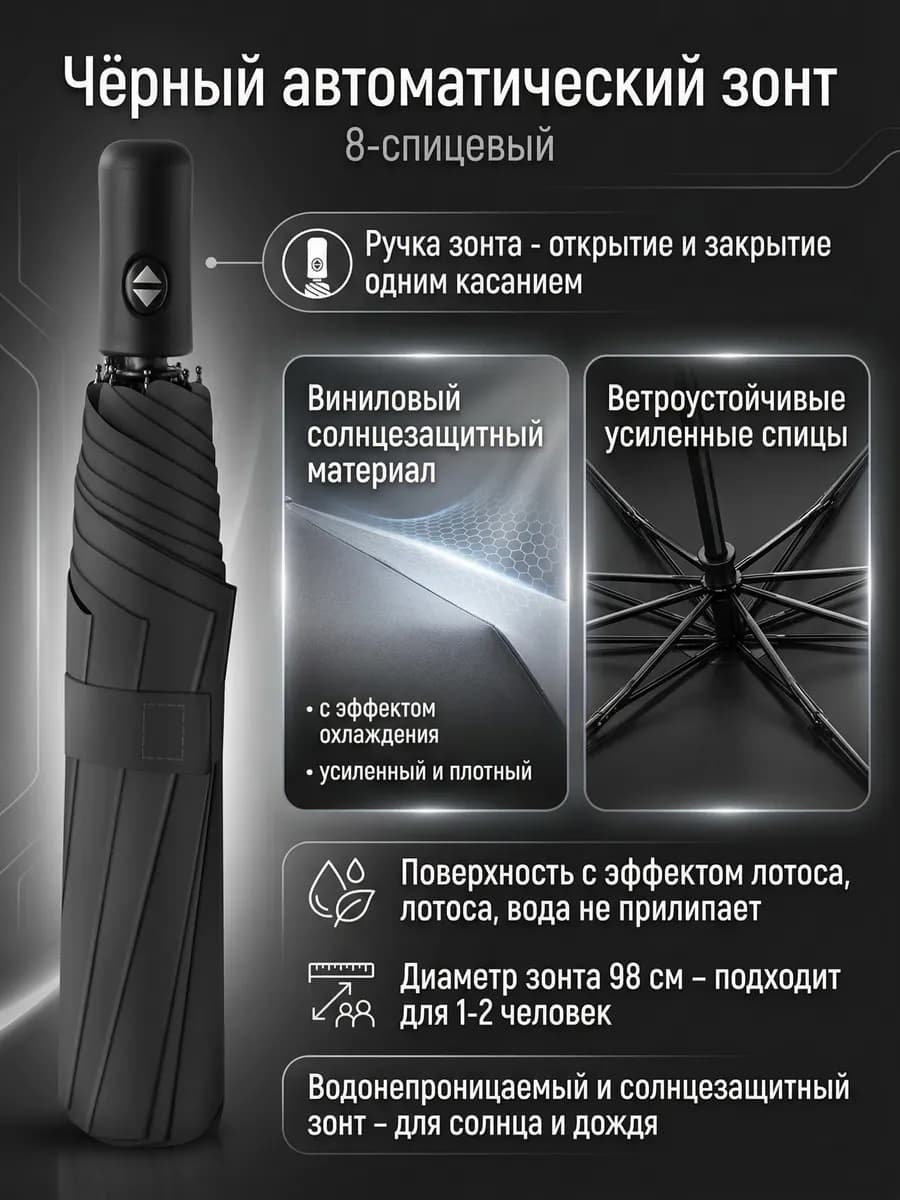 Автоматический складной зонт, от дождя и солнца