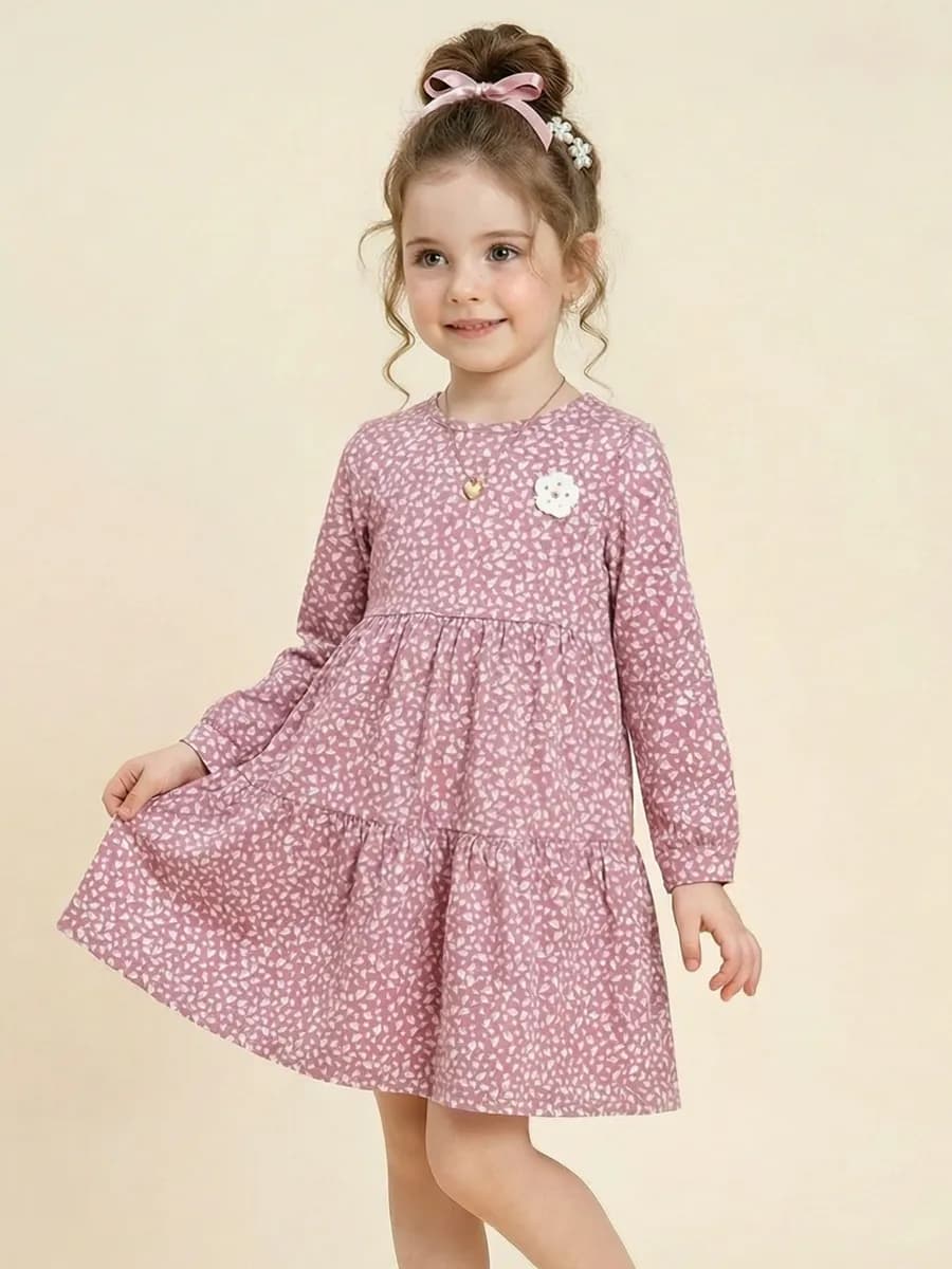 Платье с длинным рукавом в садик