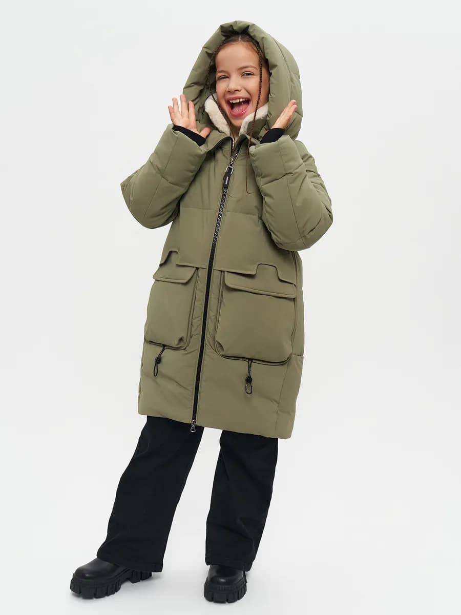 Куртка зимняя с капюшоном удлиненная для подростка стильная