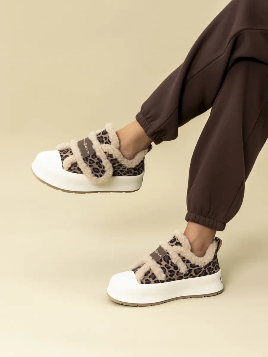 Кеды кожаные утепленные на толстой подошве