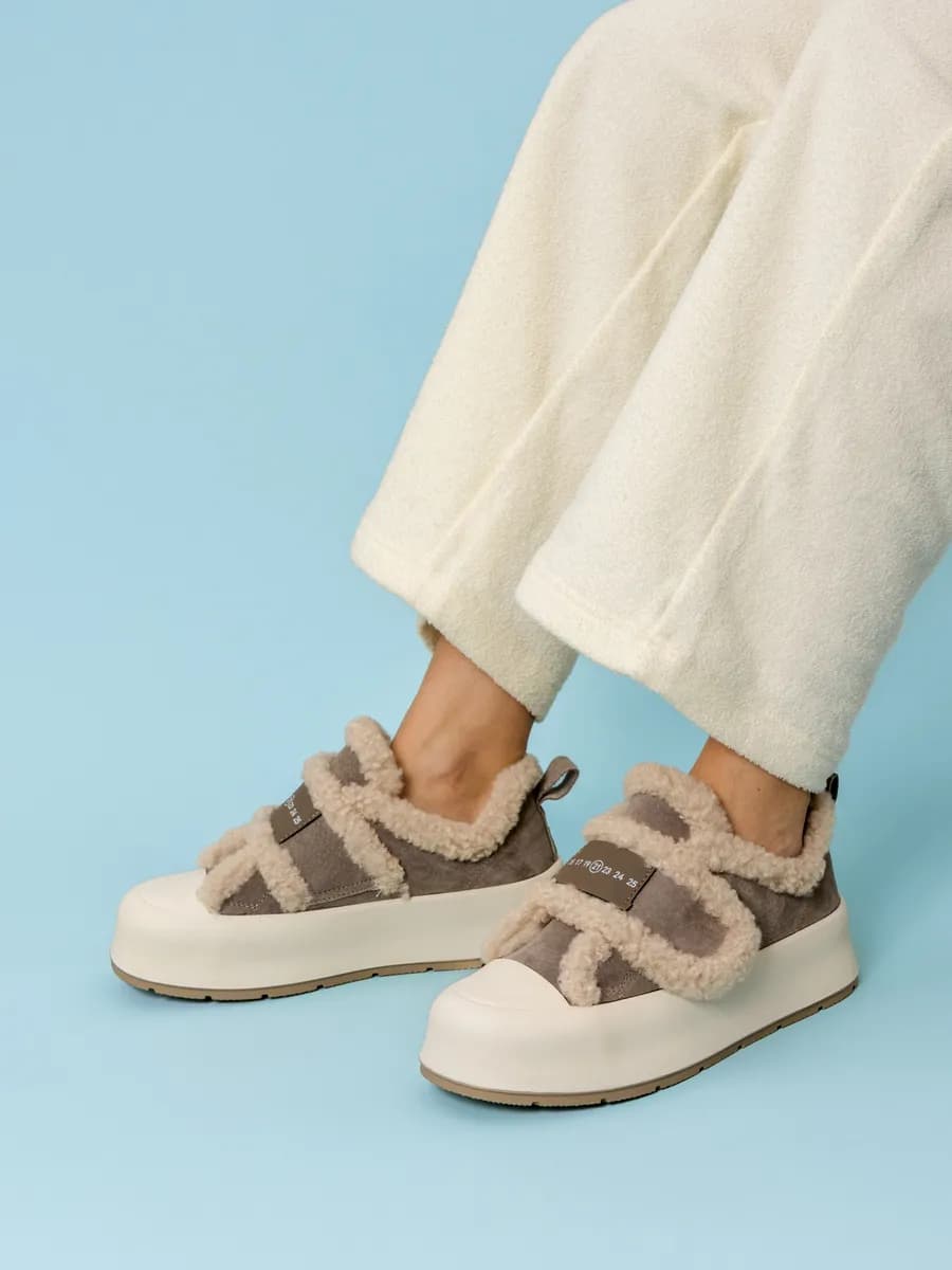 Кеды кожаные утепленные на толстой подошве