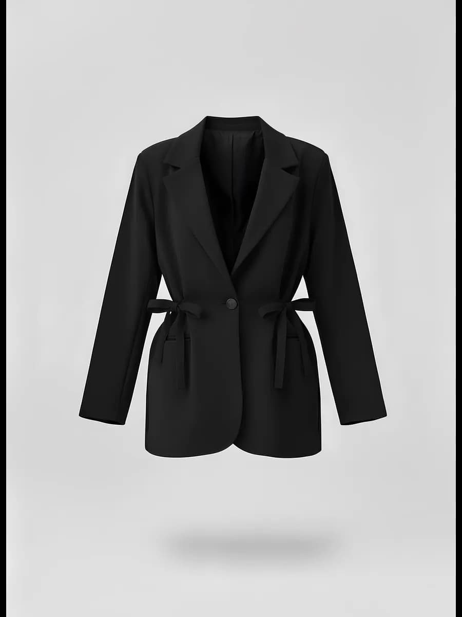 Пиджак оверсайз удлиненный с завязками на талии