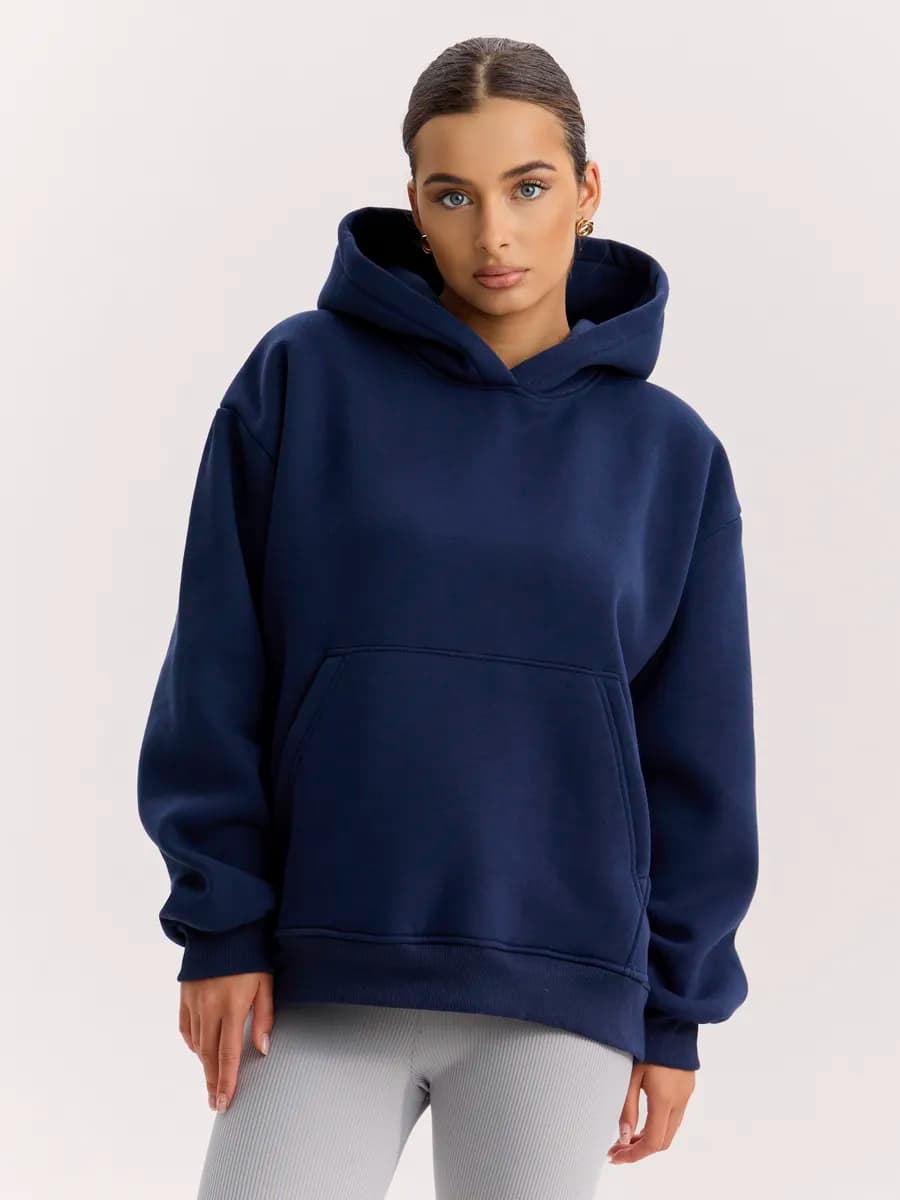 Худи оверсайз с капюшоном теплое с начесом - фото 1