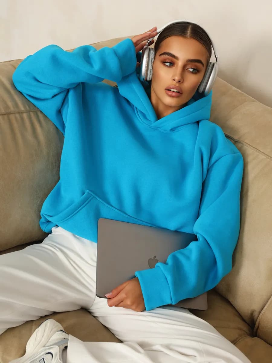 Худи оверсайз с капюшоном теплое с начесом