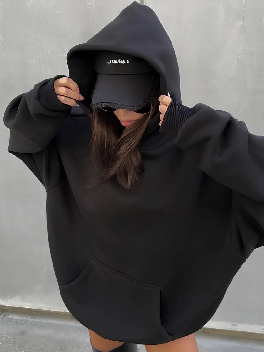 Худи оверсайз с капюшоном с начесом