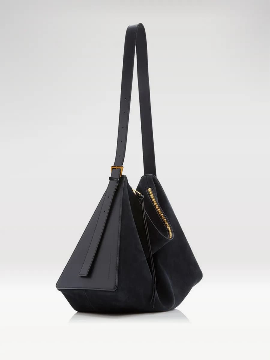 Сумка хобо комбинированная большая замшевая через плечо - фото 1