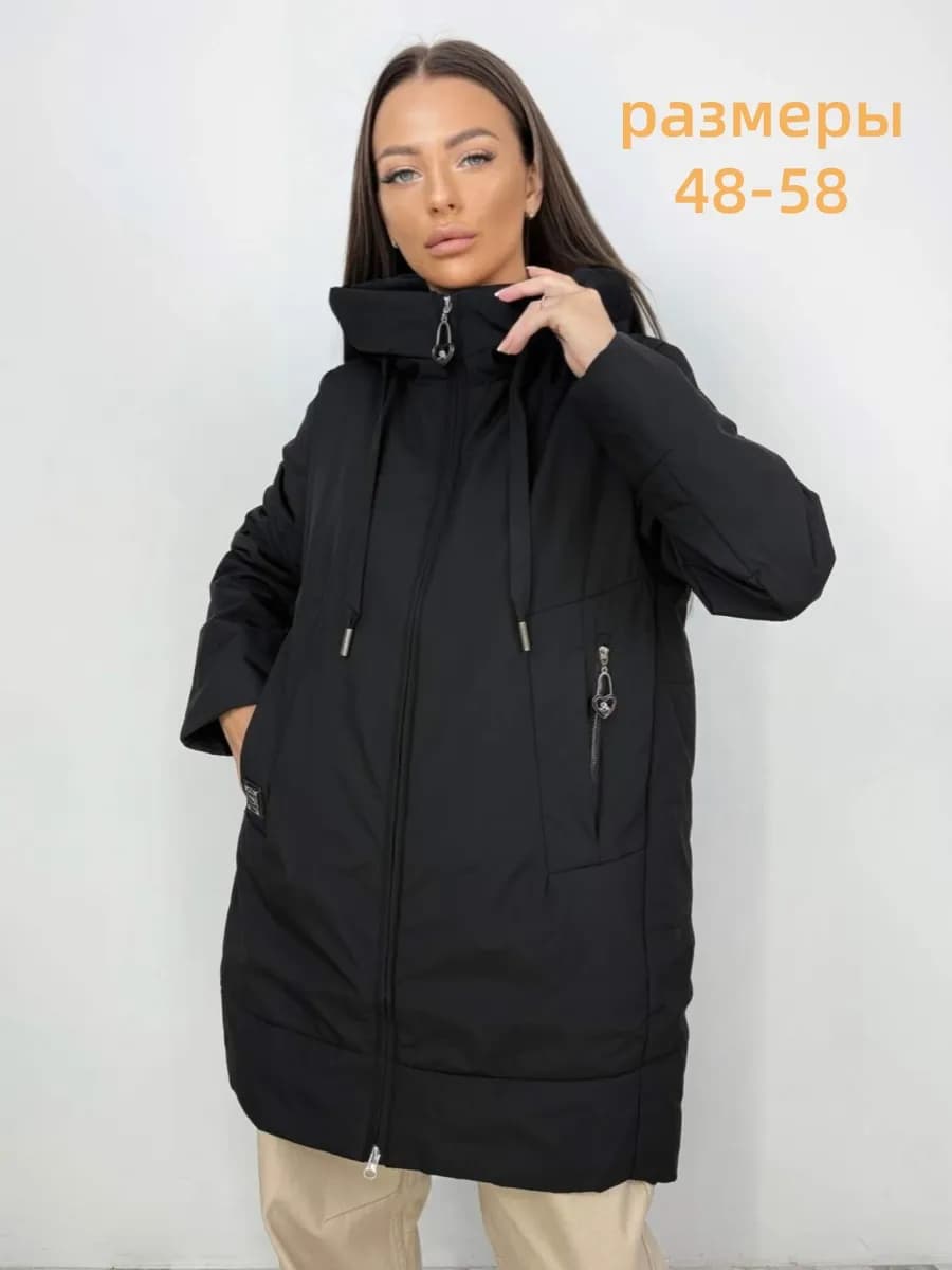 Куртка с капюшоном осень удлиненная оверсайз