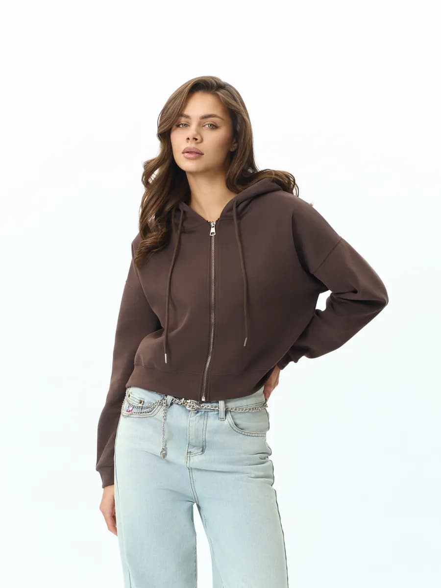 Зип Худи укороченная кофта на молнии без начеса y2k