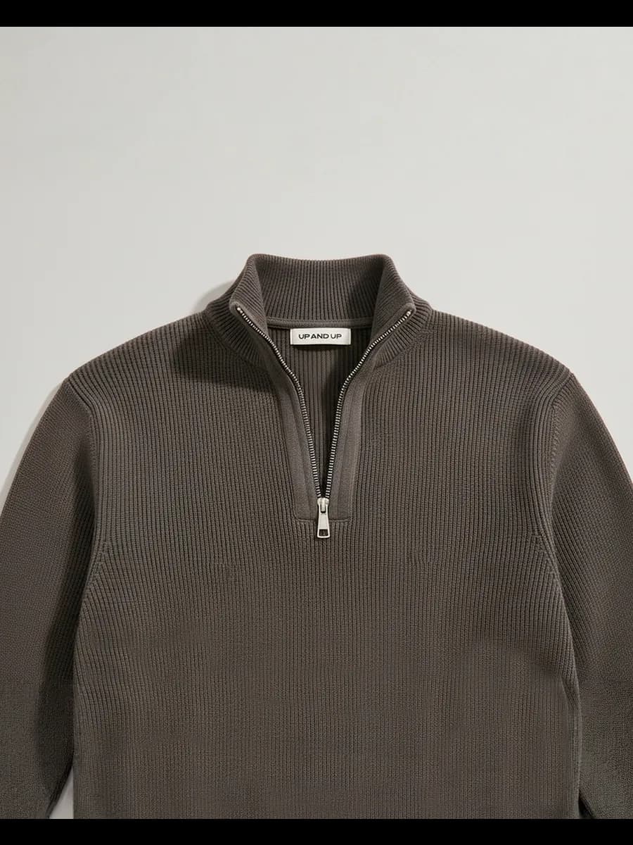 Свитер с воротником на молнии теплый полузамок