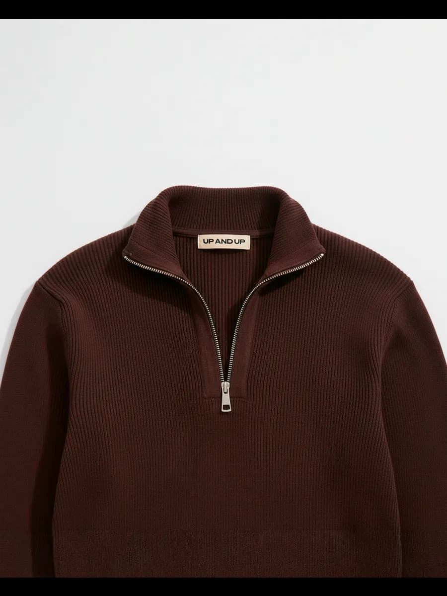 Свитер с воротником на молнии теплый полузамок