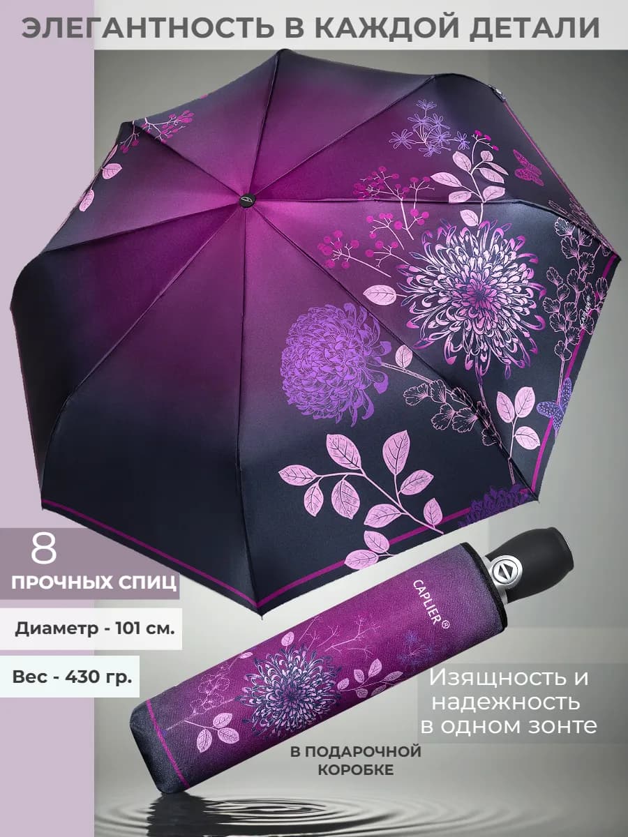 Зонт автомат антиветер с цветами