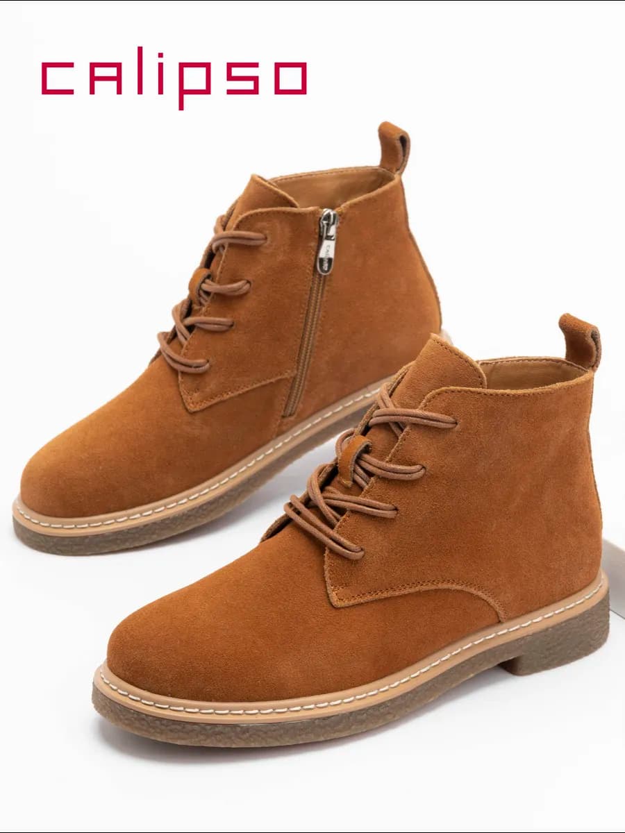 Демисезонные ботинки женские замшевые - фото 1