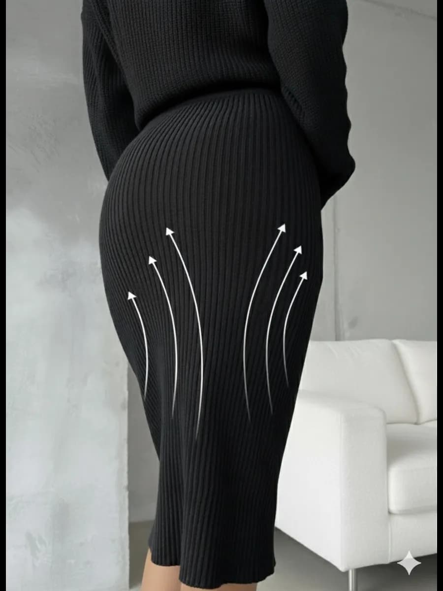 Юбка миди вязаная теплая на резинке осенняя