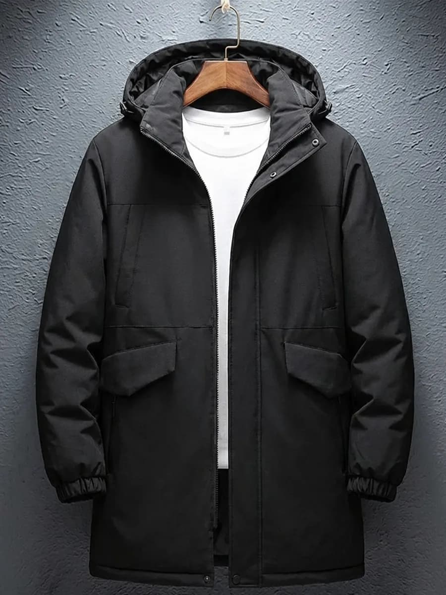 Куртка зимняя удлиненная с капюшоном пуховик - фото 1