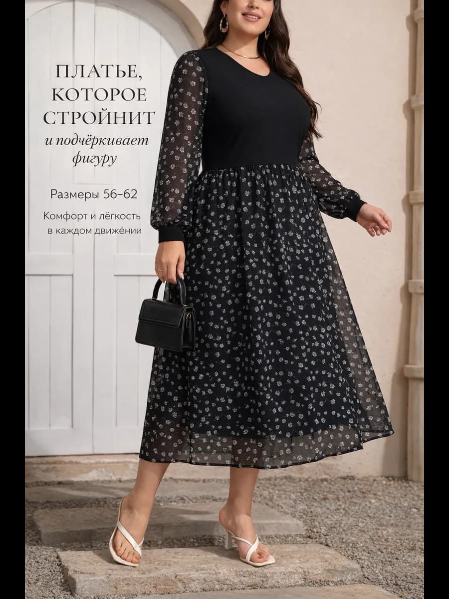 Платье больших размеров шифоновое