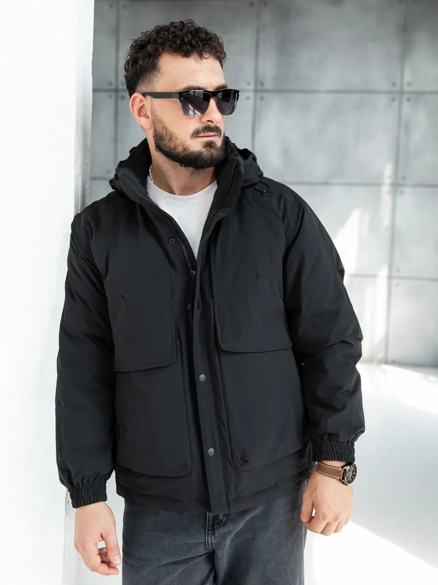 Куртка ветровка мужская утеплённая демисезонная с капюшоном