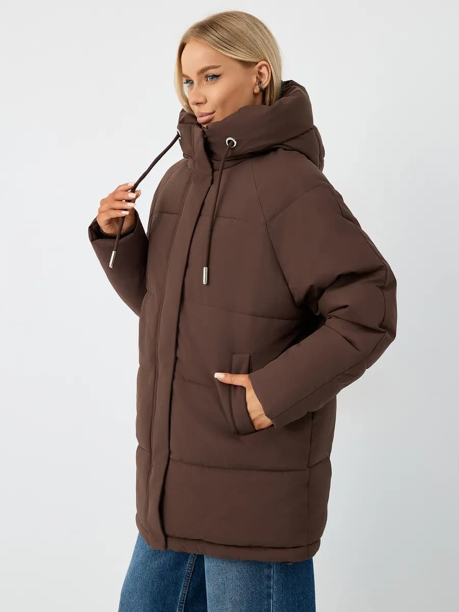 Куртка зимняя с капюшоном удлиненная до -30