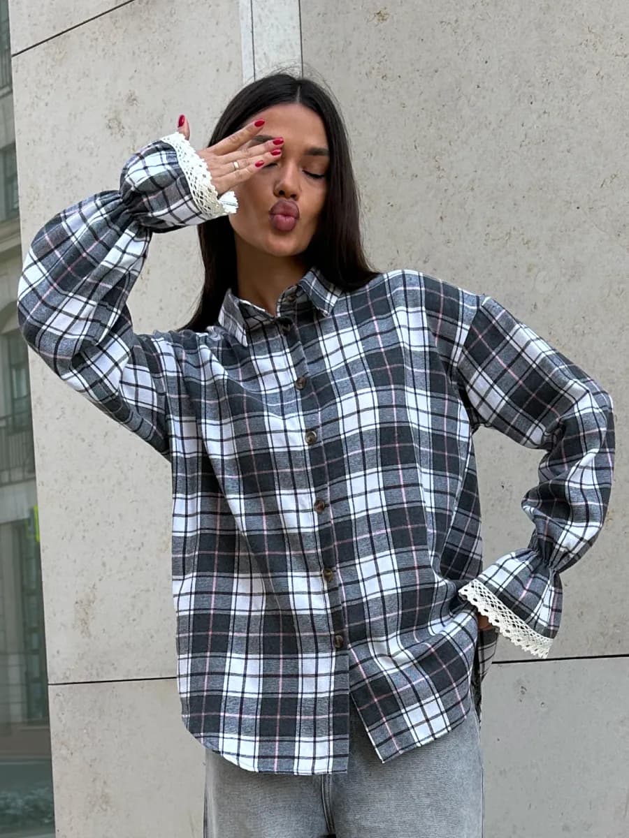 Рубашка в клетку нарядная y2k