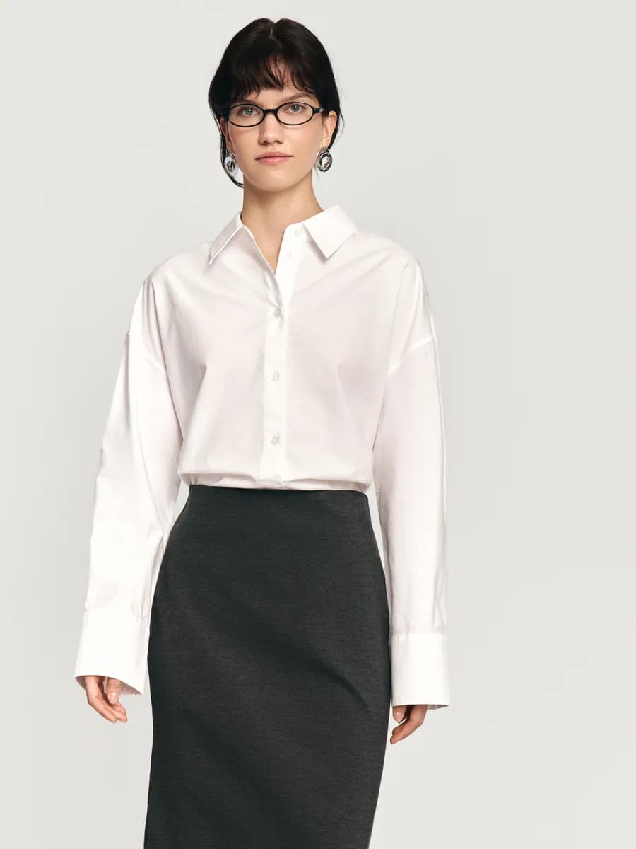 Женская рубашка из хлопка длинный рукав