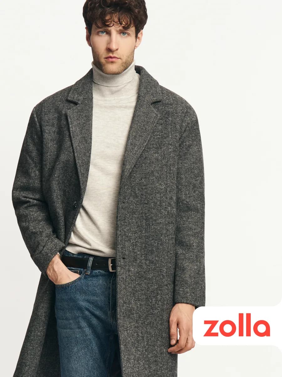Мужское пальто из шерсти удлинённое