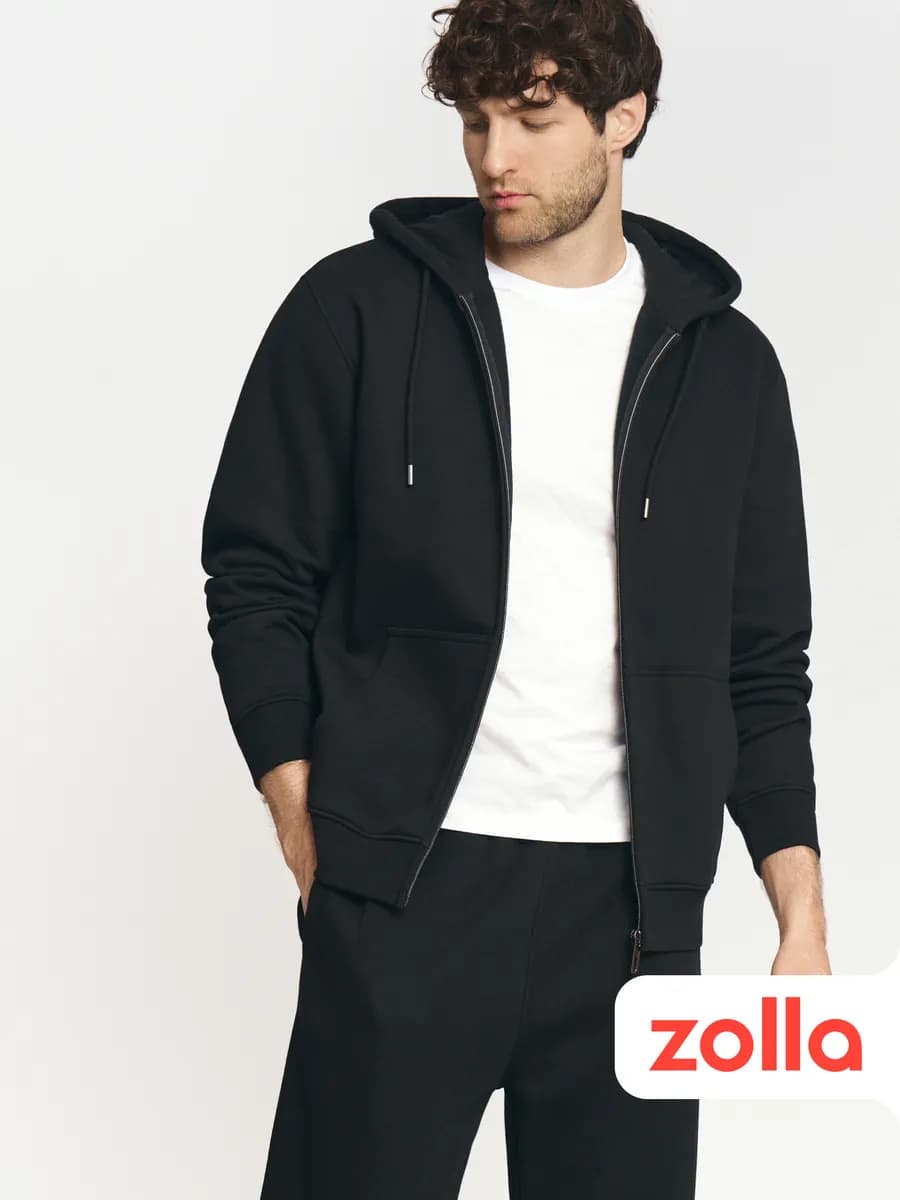 Мужская толстовка на молнии однотонная