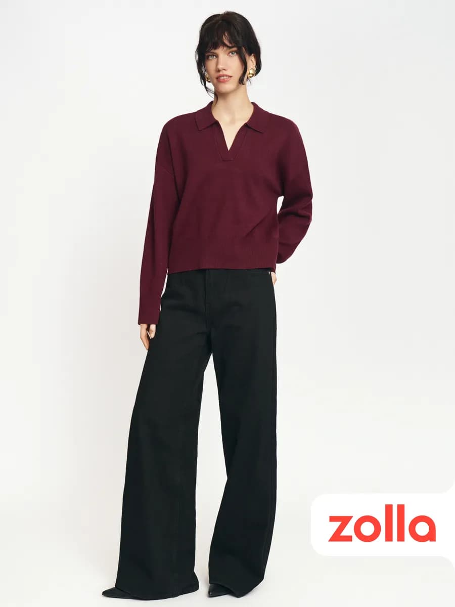 Женский джемпер с воротником поло