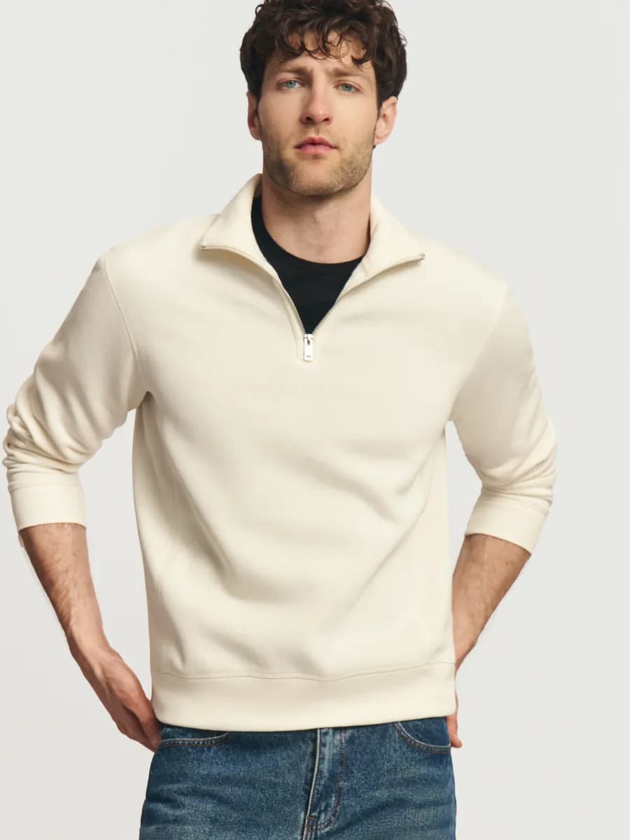 Мужской свитшот прямой на молнии начёс