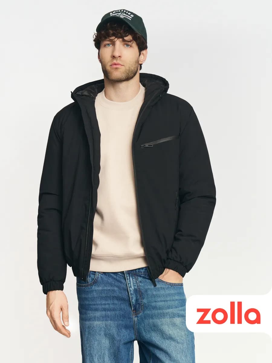 Мужская куртка-бомбер с капюшоном