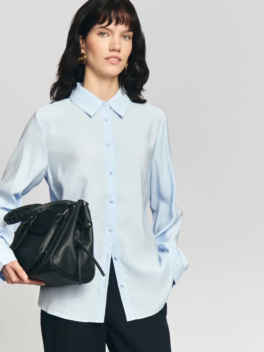 Женская прямая рубашка с длинным рукавом