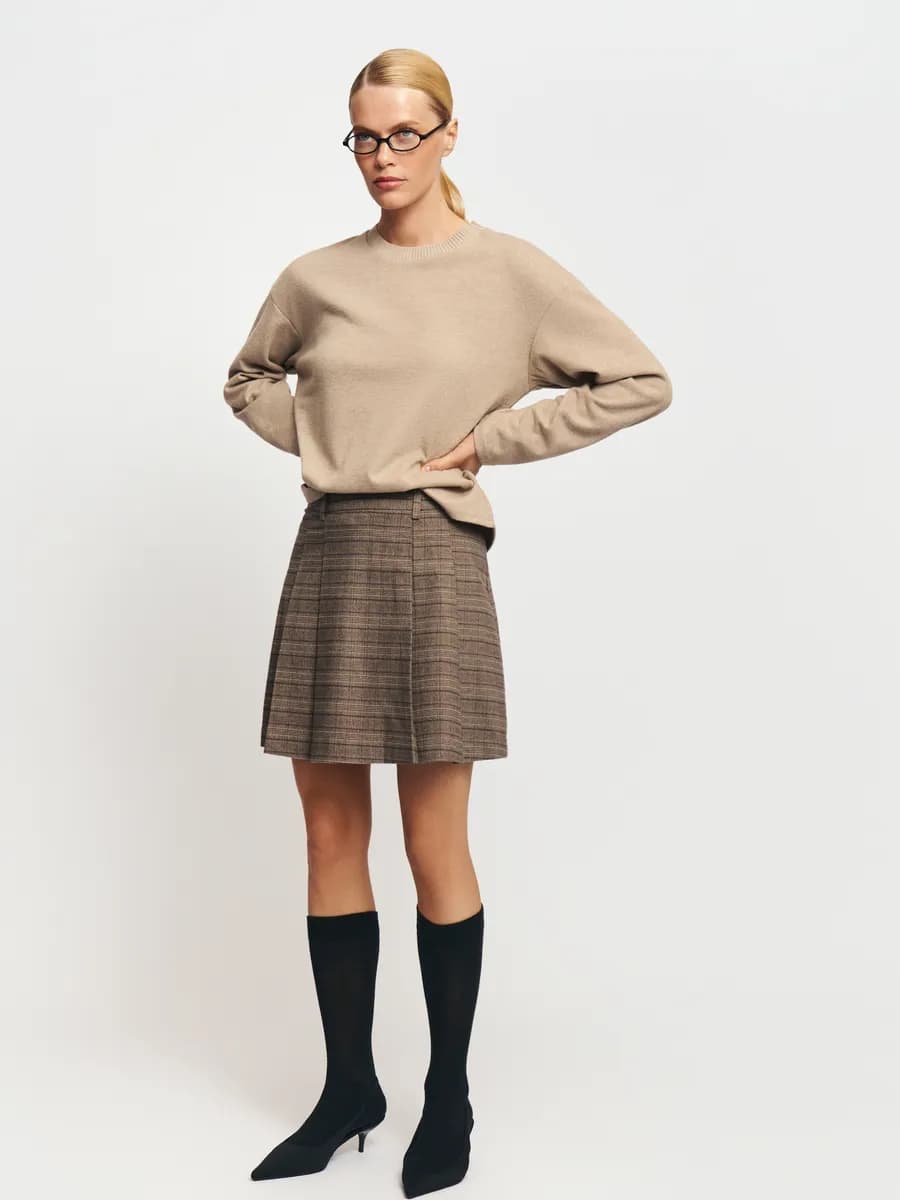 Женская юбка скейтер в складку мини