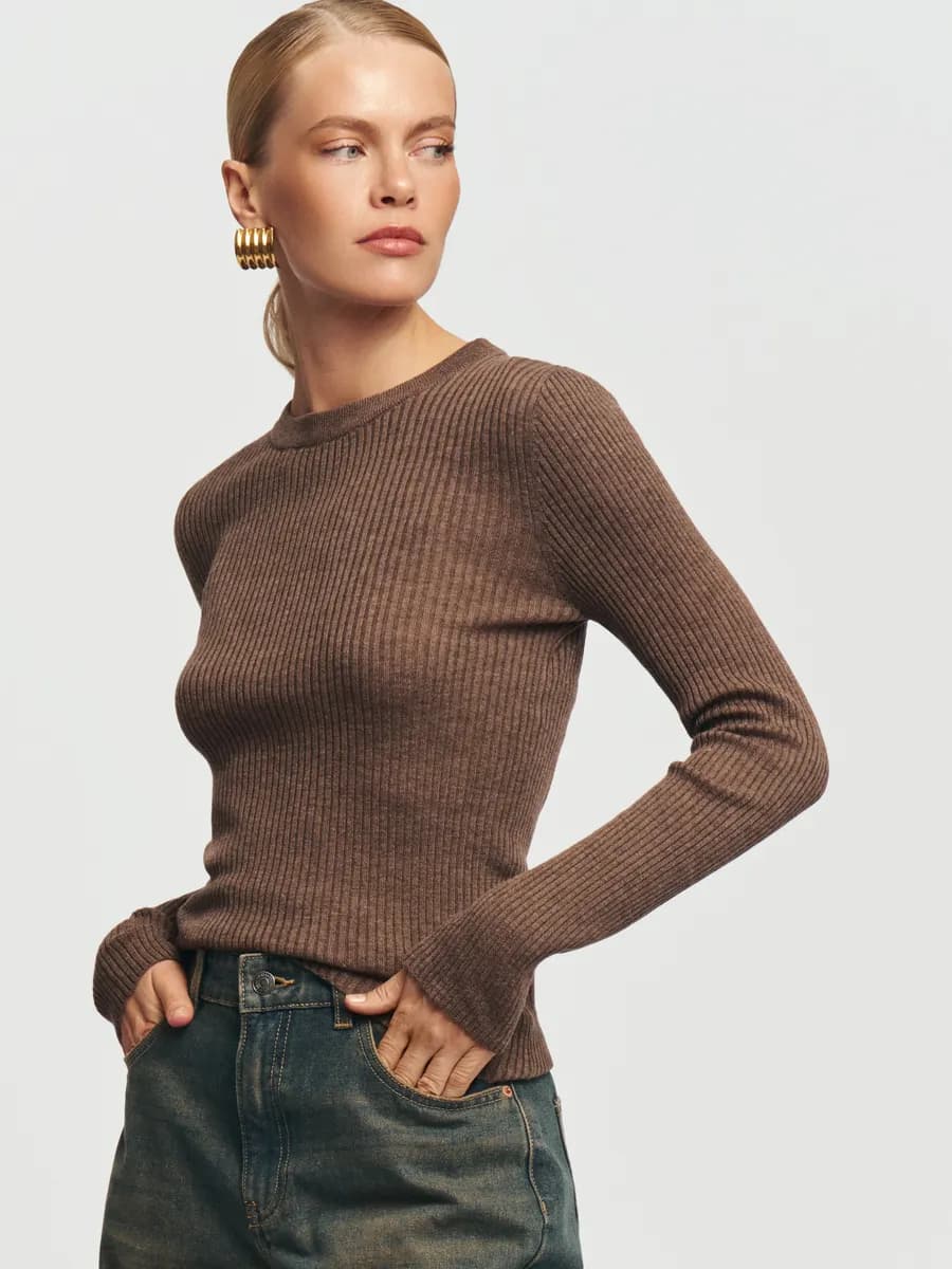 Женский вязаный лонгслив лапша