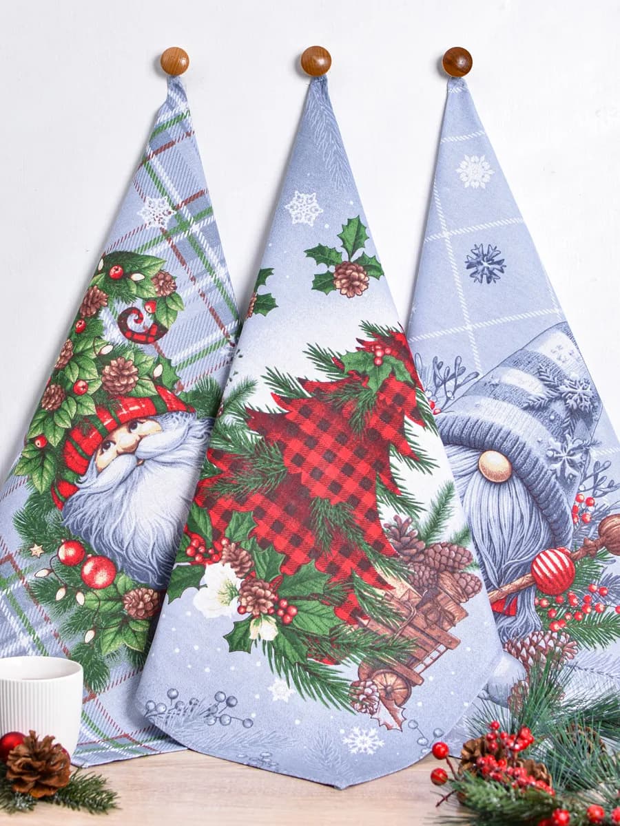 Полотенца кухонные набор 3 шт 60х47 см рогожка