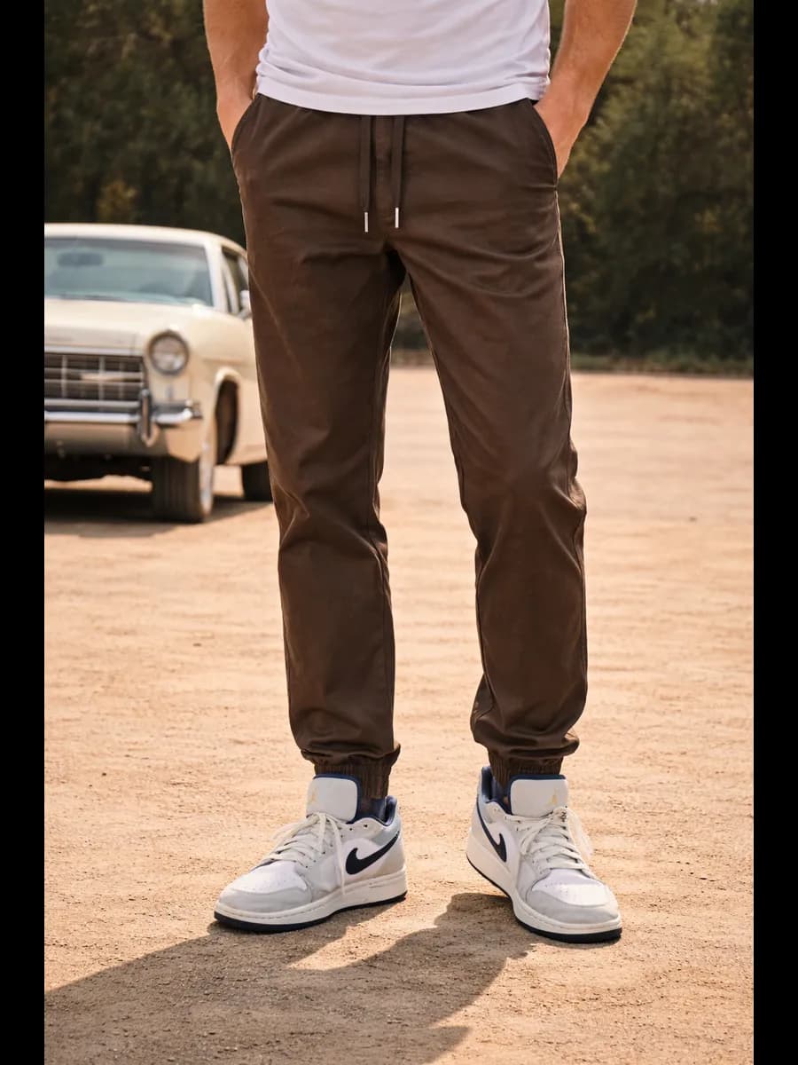 Брюки джоггеры на резинке - фото 1